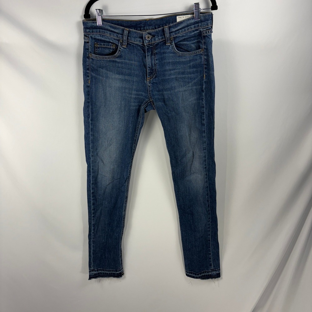 Rag & Bone DRE Jeans Womens Size 28 Blue Denim Cropped Frayed Hem
